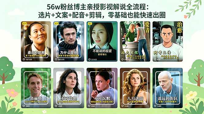 【视频课程】56万粉丝博主亲授影视解说全流程:选片+文案+配音+剪辑,零基础也能快速出圈 【视频课程】56万粉丝博主亲授影视解说全流程:选片+文案+配音+剪辑,零基础也能快速出圈